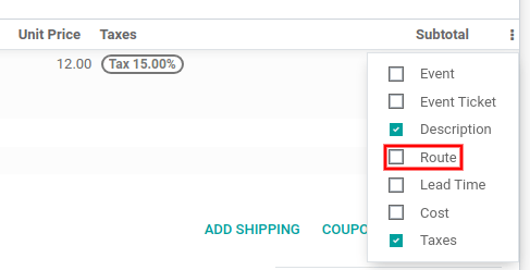 Xem menu cho phép thêm các dòng mới vào các đơn đặt hàng bán hàng.