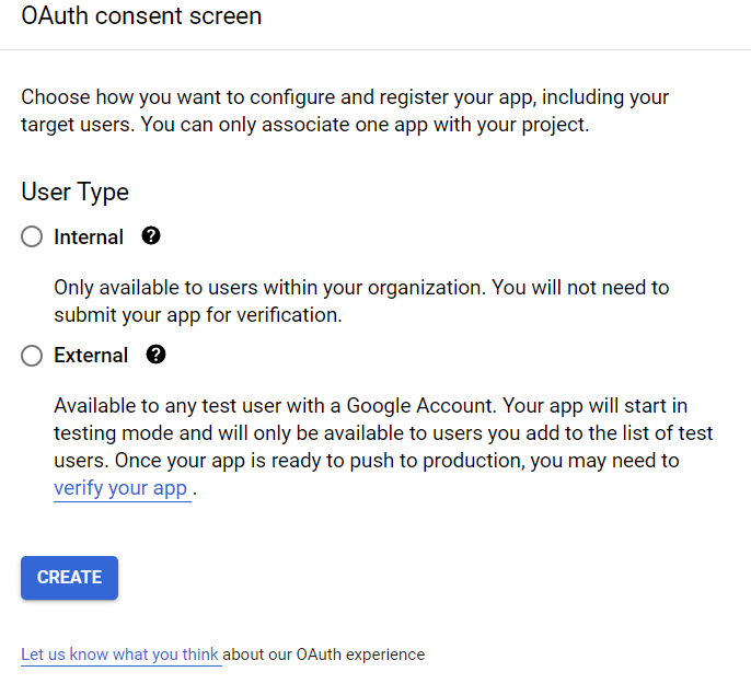 Lựa chọn loại người dùng trong sự đồng ý của OAuth. 