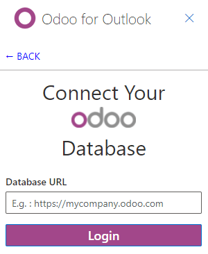 Nhập URL cơ sở dữ liệu Odoo