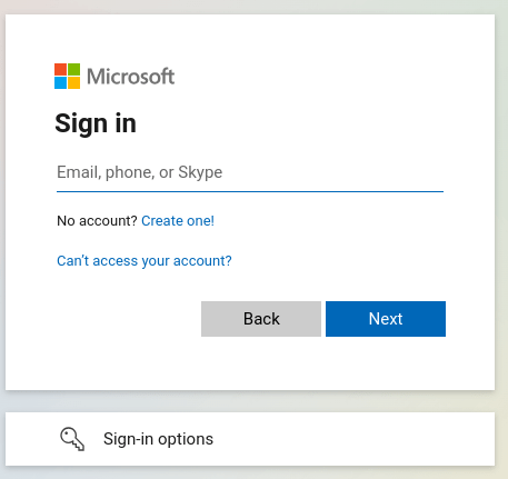 Nhập thông tin đăng nhập Microsoft.