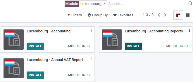 Ba mô -đun cho gói nội địa hóa tài chính Luxembourgish trên Odoo