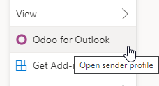 Odoo cho nút bổ trợ Outlook
