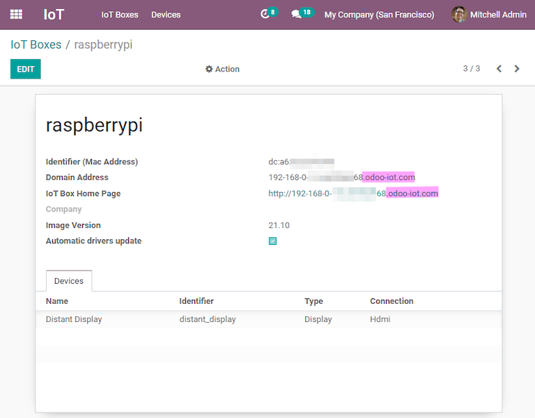 Odoo IoT Ứng dụng IoT Box với tên miền .odoo-iot.com.