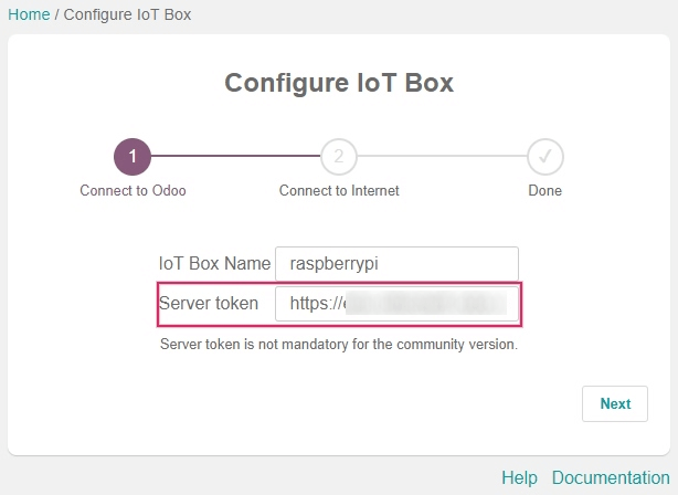 Nhập mã thông báo máy chủ vào hộp IoT.