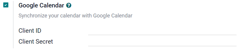 Hộp kiểm Google Lịch trong cài đặt chung.