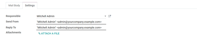Xem tab Cài đặt trong ứng dụng tiếp thị email Odoo, không có cài đặt được kích hoạt.