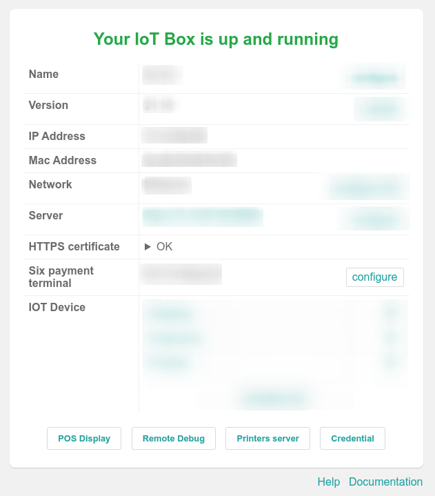 Trang chủ hộp IoT với chứng chỉ HTTPS OK Trạng thái.